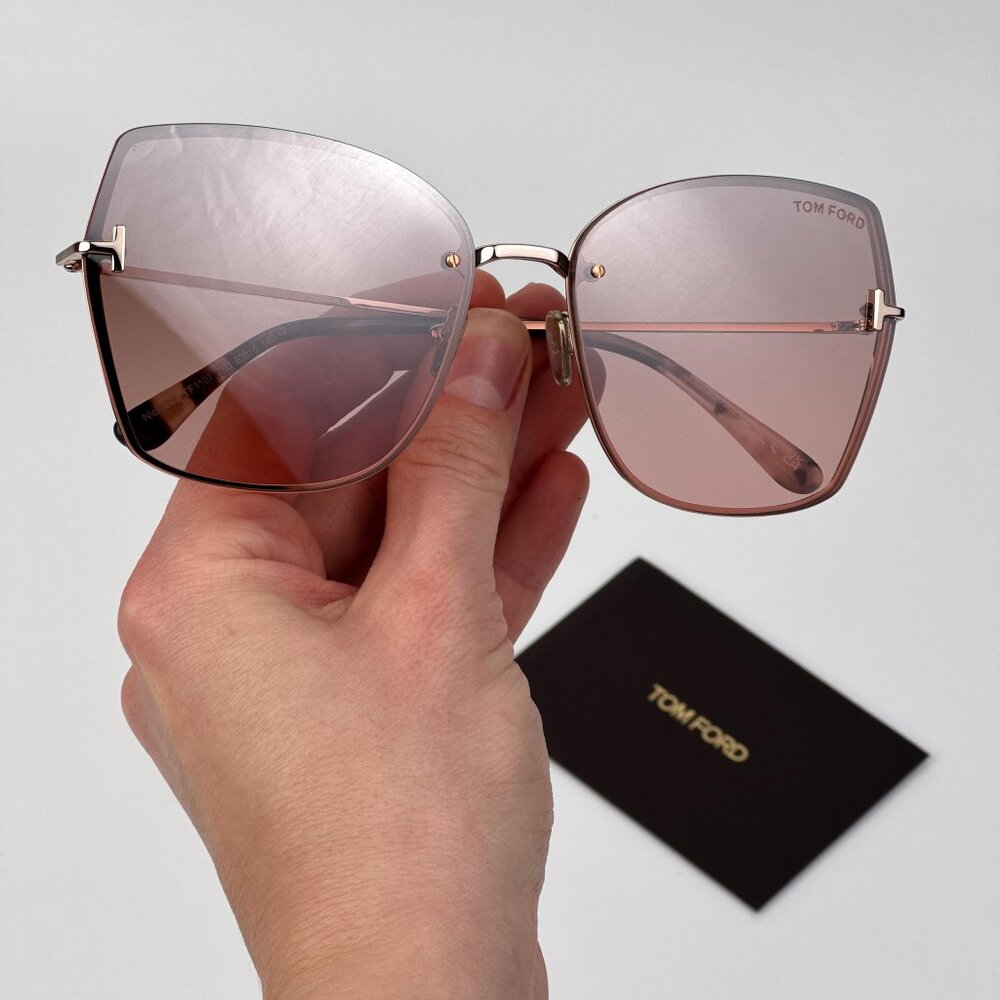 Tom Ford NICKIE-02 FT1107 28U Women’s Butterfly Sunglasses Rose Gold Bordeaux